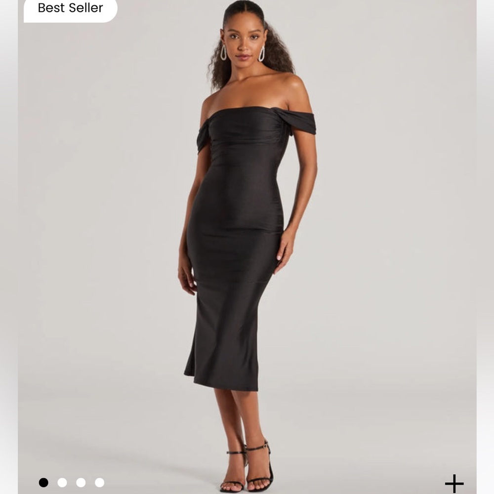 Windsor Elegant Black Off-Shoulder Dress